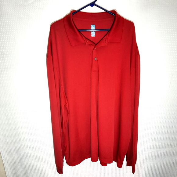 PGA Tour 4X Polo Mens Red Long Sleeve Shirt Big Tall Golf Moisture Wicking - Picture 1 of 6